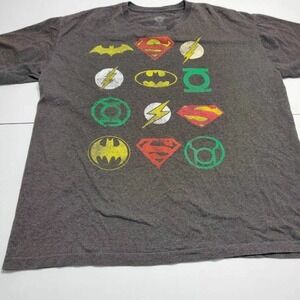 Dc Super Heros Logo Mens DC Comics Graphic T-Shirt Gray Heathered Crew Neck XL